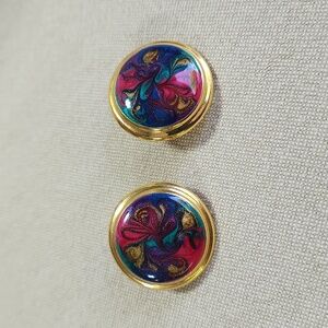 Vintage 80s enamel swirl earrings